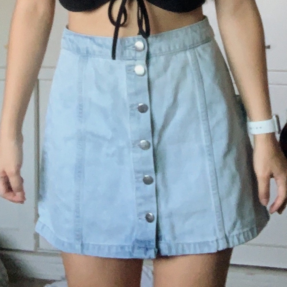 Button Down Denim Skirt